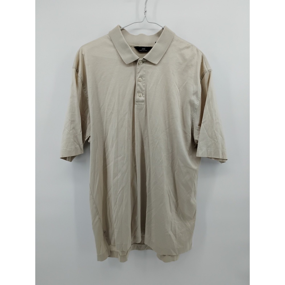 Brooks Brothers 346 Short Sleeve Polo Shirt Men's Large Cream No Logo
